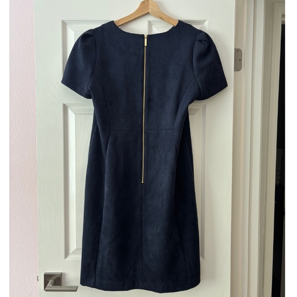 🛍️Sale🛍️ Calvin Klein Faux Suede Puff Sleeve Sheath Dress - Blue Size 16 - Picture 4 of 10